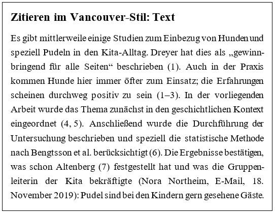 Vancouver-Stil im Text nummerisch